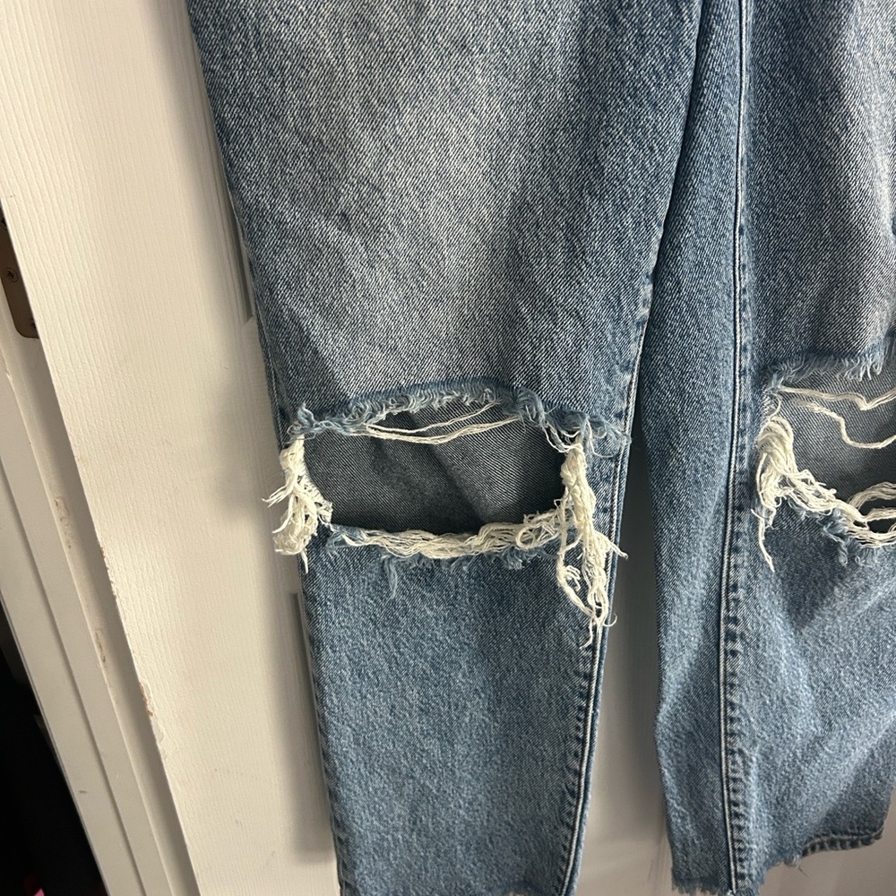 PacSun High Rise Straight Distressed Blue Denim Jeans Size 25 - Picture 5 of 12